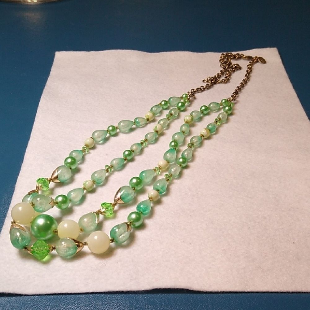 Elegant Green Beaded Necklace marked Lia Sophia?